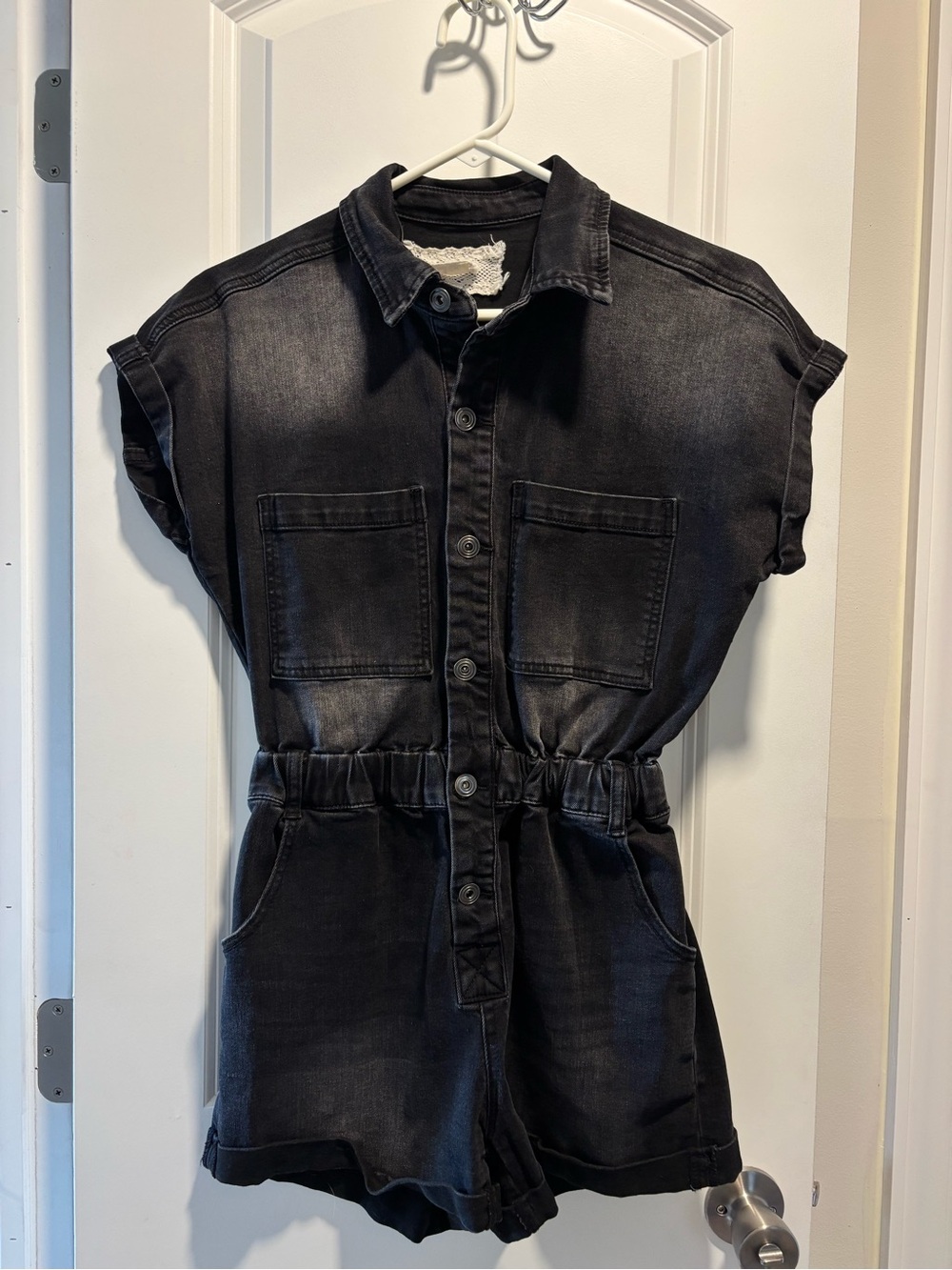 Black Denim Romper